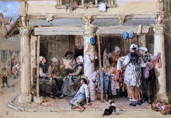 Myles Birket Foster (1825-1899) A Mercers Shop, Venice 7 x 10in.